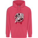Motocross Bike on a Background of Gears Childrens Kids Hoodie Heliconia