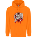 Motocross Bike on a Background of Gears Childrens Kids Hoodie Orange