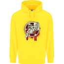 Motocross Bike on a Background of Gears Childrens Kids Hoodie Yellow