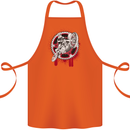Motocross Bike on a Background of Gears Cotton Apron 100% Organic Orange