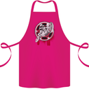 Motocross Bike on a Background of Gears Cotton Apron 100% Organic Pink