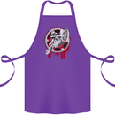 Motocross Bike on a Background of Gears Cotton Apron 100% Organic Purple