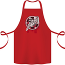 Motocross Bike on a Background of Gears Cotton Apron 100% Organic Red