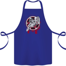 Motocross Bike on a Background of Gears Cotton Apron 100% Organic Royal Blue