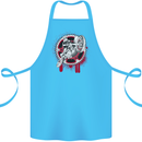 Motocross Bike on a Background of Gears Cotton Apron 100% Organic Turquoise