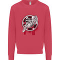 Motocross Bike on a Background of Gears Kids Sweatshirt Jumper Heliconia