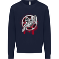 Motocross Bike on a Background of Gears Kids Sweatshirt Jumper Navy Blue