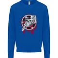 Motocross Bike on a Background of Gears Kids Sweatshirt Jumper Royal Blue