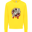 Motocross Bike on a Background of Gears Kids Sweatshirt Jumper Yellow