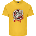 Motocross Bike on a Background of Gears Kids T-Shirt Childrens Yellow