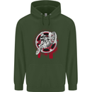 Motocross Bike on a Background of Gears Mens 80% Cotton Hoodie Forest Green