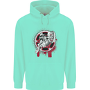 Motocross Bike on a Background of Gears Mens 80% Cotton Hoodie Peppermint
