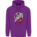 Motocross Bike on a Background of Gears Mens 80% Cotton Hoodie Purple