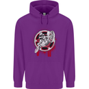 Motocross Bike on a Background of Gears Mens 80% Cotton Hoodie Purple