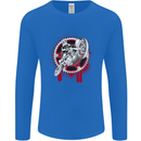 Motocross Bike on a Background of Gears Mens Long Sleeve T-Shirt Royal Blue