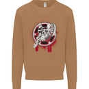 Motocross Bike on a Background of Gears Mens Sweatshirt Jumper Caramel Latte