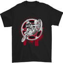 Motocross Bike on a Background of Gears Mens T-Shirt Cotton Gildan Black
