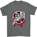 Motocross Bike on a Background of Gears Mens T-Shirt Cotton Gildan Charcoal