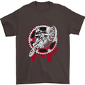 Motocross Bike on a Background of Gears Mens T-Shirt Cotton Gildan Dark Chocolate