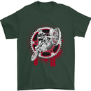 Motocross Bike on a Background of Gears Mens T-Shirt Cotton Gildan Forest Green