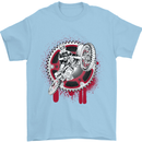 Motocross Bike on a Background of Gears Mens T-Shirt Cotton Gildan Light Blue