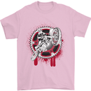 Motocross Bike on a Background of Gears Mens T-Shirt Cotton Gildan Light Pink