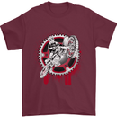 Motocross Bike on a Background of Gears Mens T-Shirt Cotton Gildan Maroon