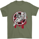 Motocross Bike on a Background of Gears Mens T-Shirt Cotton Gildan Military Green