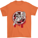 Motocross Bike on a Background of Gears Mens T-Shirt Cotton Gildan Orange