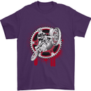 Motocross Bike on a Background of Gears Mens T-Shirt Cotton Gildan Purple