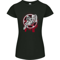 Motocross Bike on a Background of Gears Womens Petite Cut T-Shirt Black