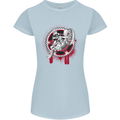 Motocross Bike on a Background of Gears Womens Petite Cut T-Shirt Light Blue