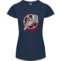 Motocross Bike on a Background of Gears Womens Petite Cut T-Shirt Navy Blue