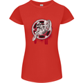 Motocross Bike on a Background of Gears Womens Petite Cut T-Shirt Red