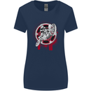 Motocross Bike on a Background of Gears Womens Wider Cut T-Shirt Navy Blue
