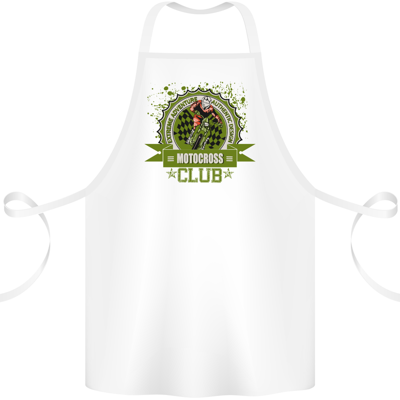Motocross Club Dirt Bike MotoX Cotton Apron 100% Organic White