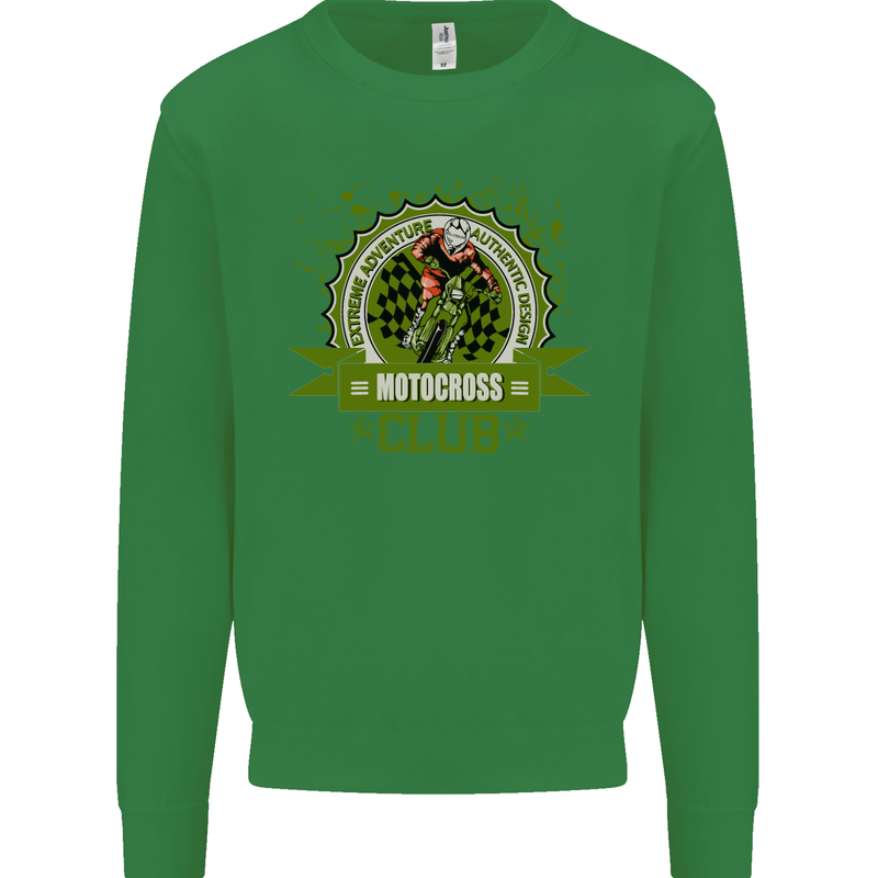 Motocross Club Dirt Bike MotoX Kids Sweatshirt Jumper Irish Green