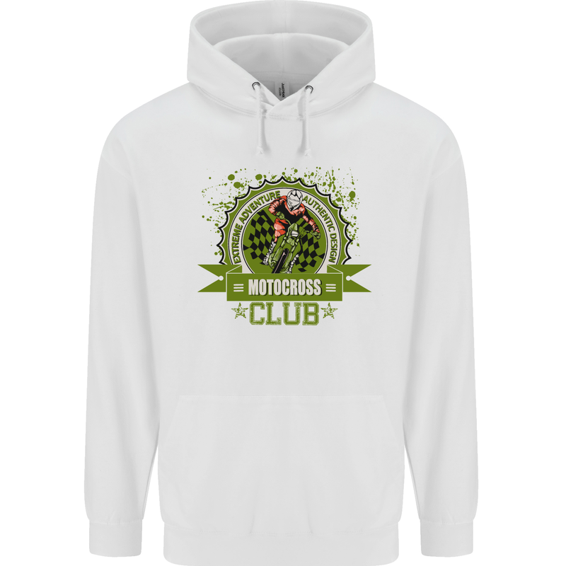 Motocross Club Dirt Bike MotoX Mens 80% Cotton Hoodie White