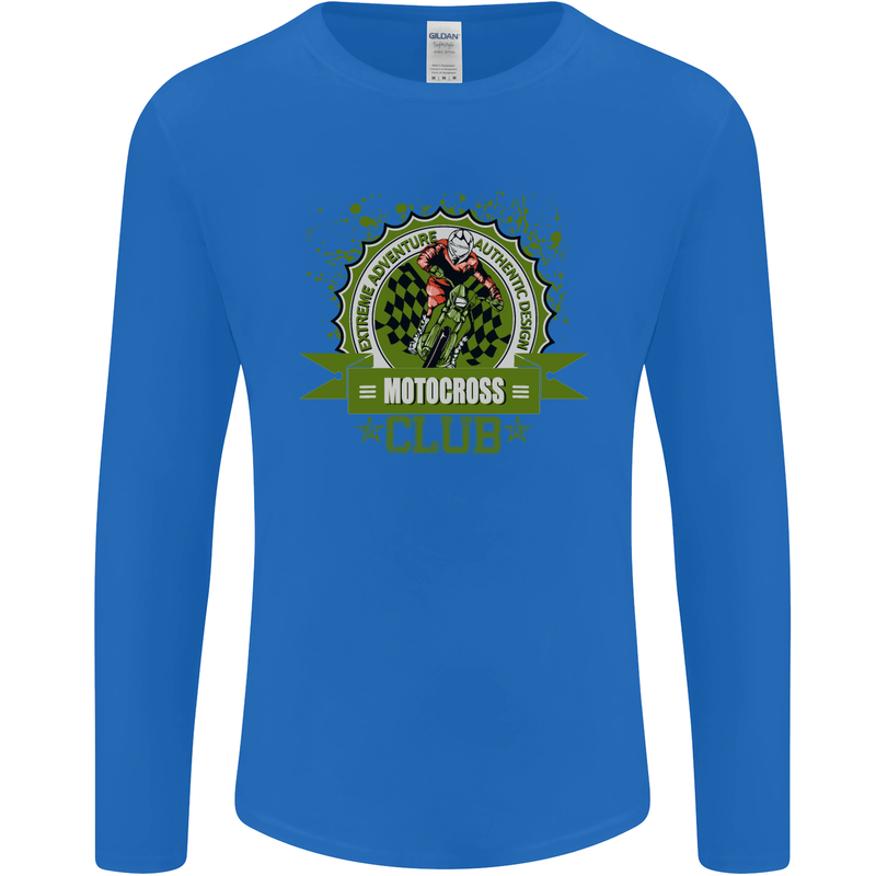 Motocross Club Dirt Bike MotoX Mens Long Sleeve T-Shirt Royal Blue