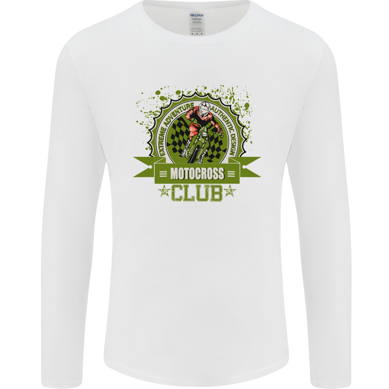 Motocross Club Dirt Bike MotoX Mens Long Sleeve T-Shirt White