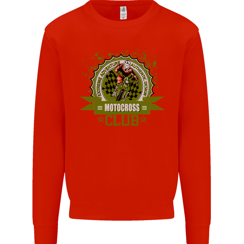 Motocross Club Dirt Bike MotoX Mens Sweatshirt Jumper Bright Red