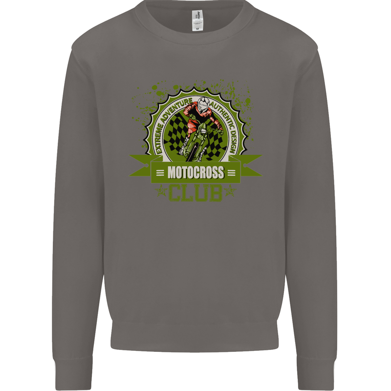 Motocross Club Dirt Bike MotoX Mens Sweatshirt Jumper Charcoal