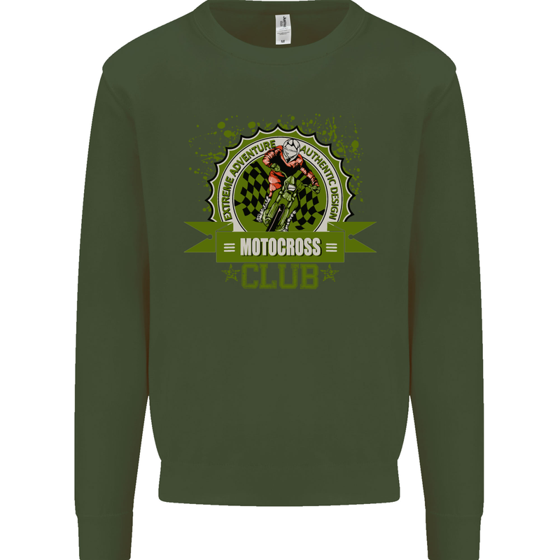 Motocross Club Dirt Bike MotoX Mens Sweatshirt Jumper Forest Green