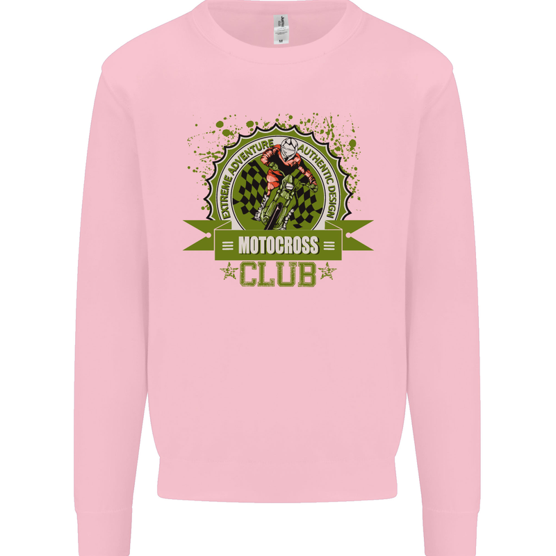 Motocross Club Dirt Bike MotoX Mens Sweatshirt Jumper Light Pink