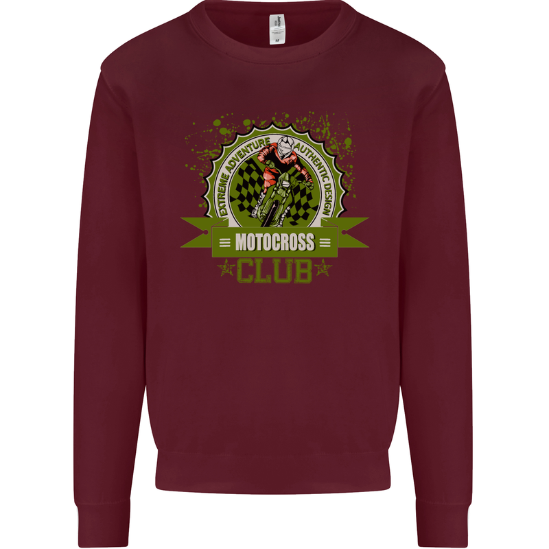 Motocross Club Dirt Bike MotoX Mens Sweatshirt Jumper Maroon