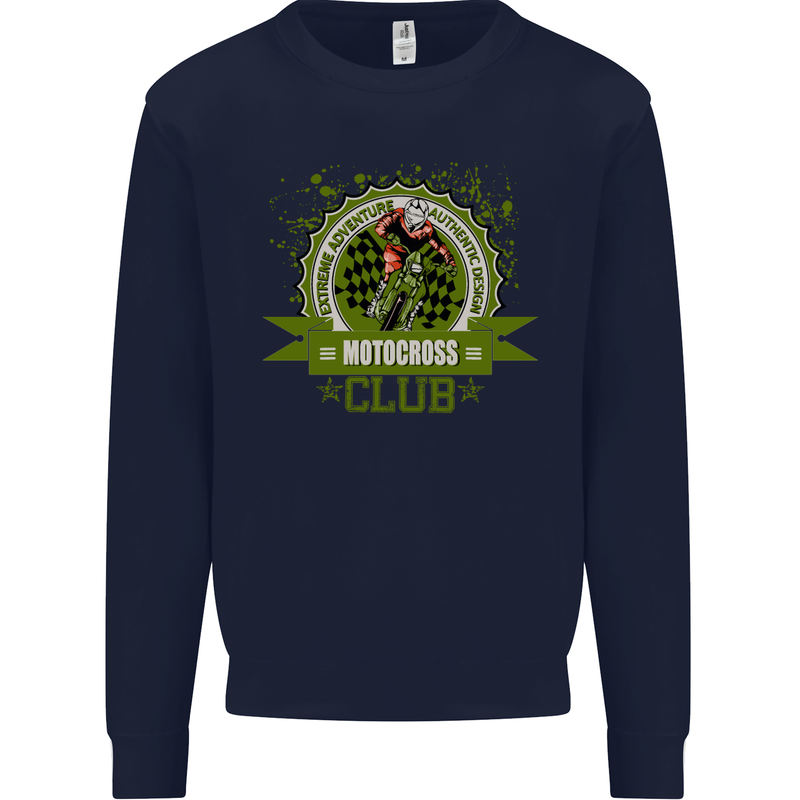 Motocross Club Dirt Bike MotoX Mens Sweatshirt Jumper Navy Blue