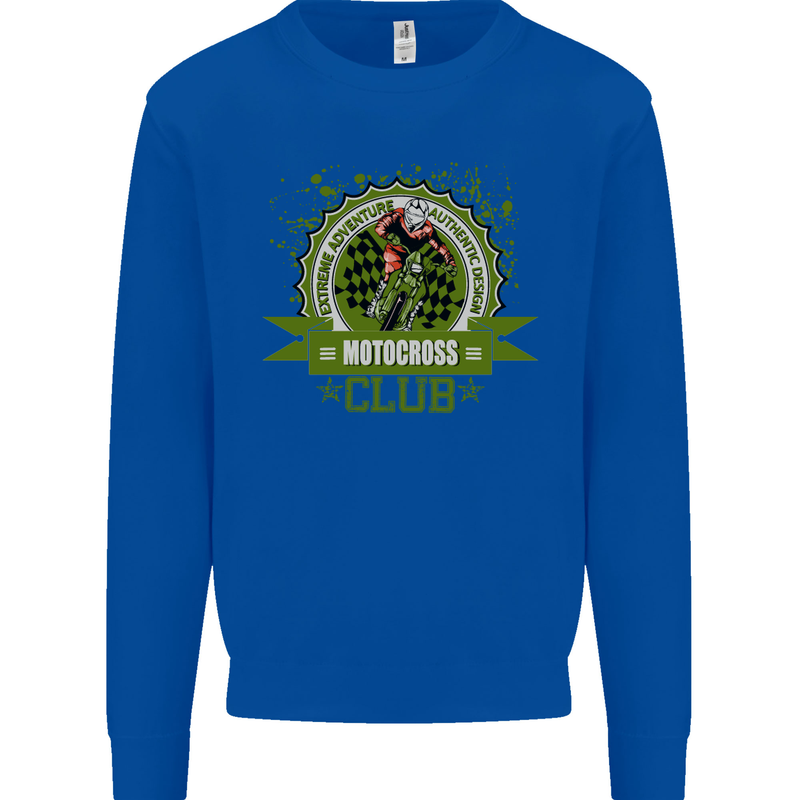 Motocross Club Dirt Bike MotoX Mens Sweatshirt Jumper Royal Blue