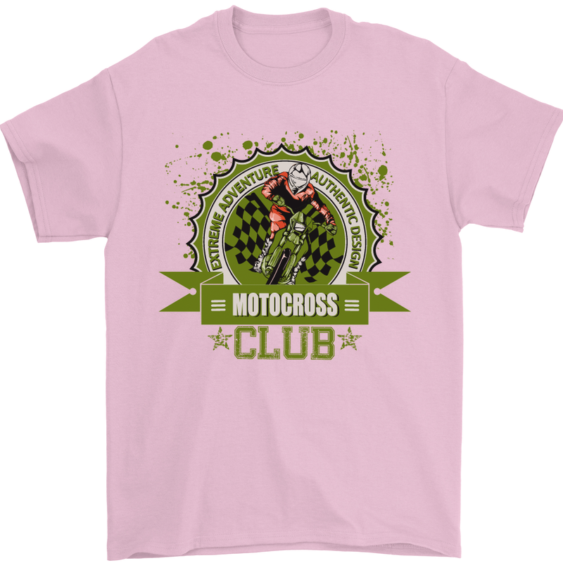 Motocross Club Dirt Bike MotoX Mens T-Shirt Cotton Gildan Light Pink