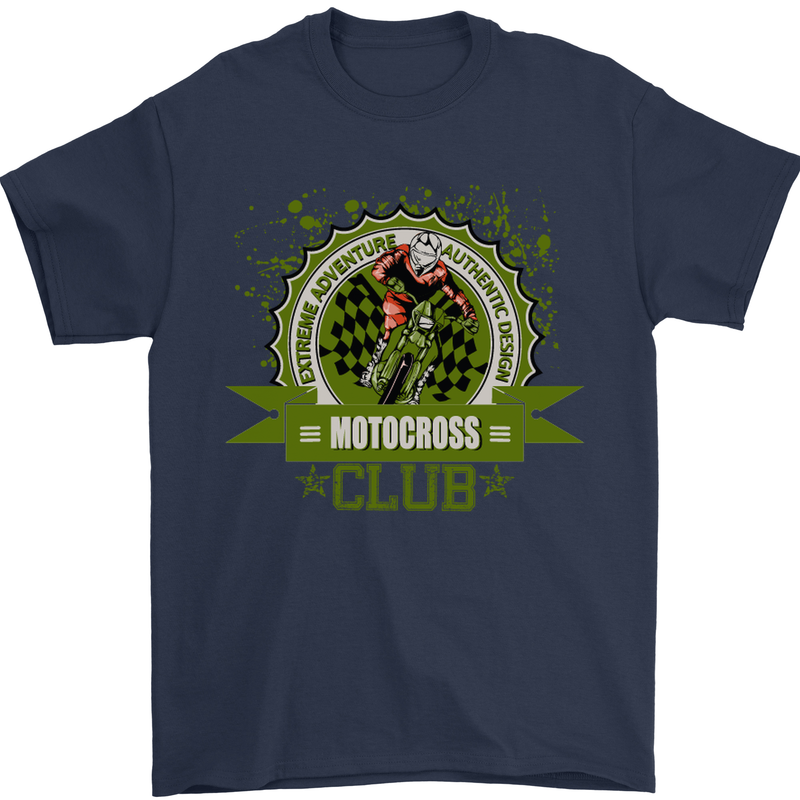 Motocross Club Dirt Bike MotoX Mens T-Shirt Cotton Gildan Navy Blue
