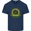 Motocross Club Dirt Bike MotoX Mens V-Neck Cotton T-Shirt Navy Blue